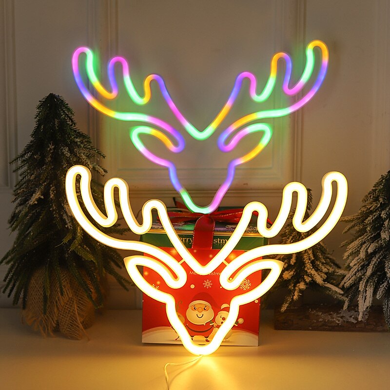 Christmas Neon Lights Decoration LED Neon Sign Light Love Deer Elk Bell Snowflake Sock Christmas Tree Shape Night Light for Weddings Party3