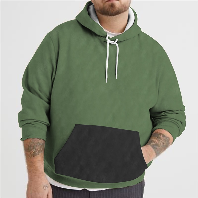 Men's Plus Size Hoodie Big and Tall Color Block Hooded Long Sleeve Spring &  Fall Basic Designer Plus Size Casual Daily Sports Tops4