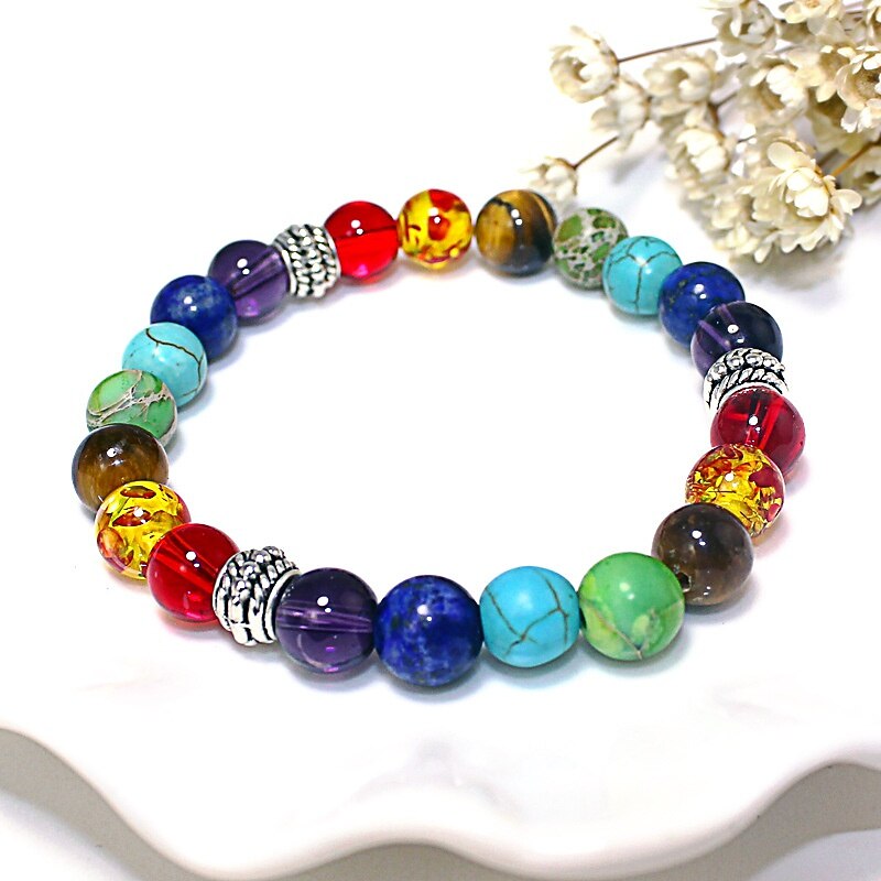 7 Mixed Chakra Healing Balance Beads Bracelet Yoga Life Energy Natural Stone Bracelet Lovers  Gift3