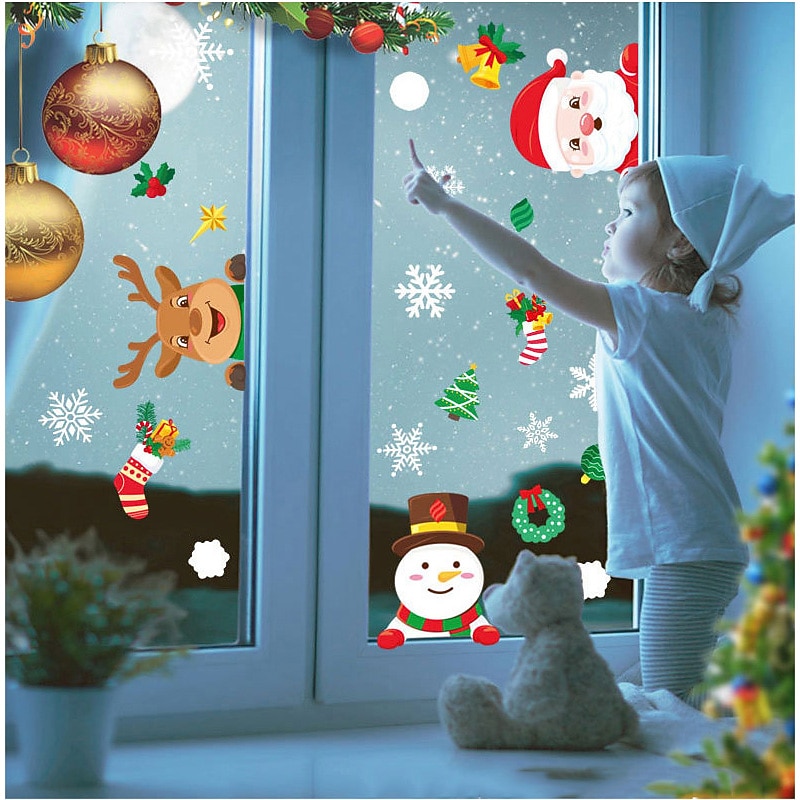 1 Set Christmas Window Stickers Santa Claus Sticker Merry Christmas Decorations for Home Navidad Xmas Ornament Gift New Year4