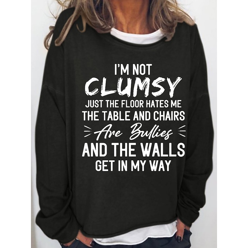 Women's Oversized Sweatshirt Pullover Cotton Blend Text Daily Sports Print Monograms Active Streetwear Loose Fit Round Neck Long Sleeve Without Lining Micro-elastic  Comfrt Breathable Soft Fabric3