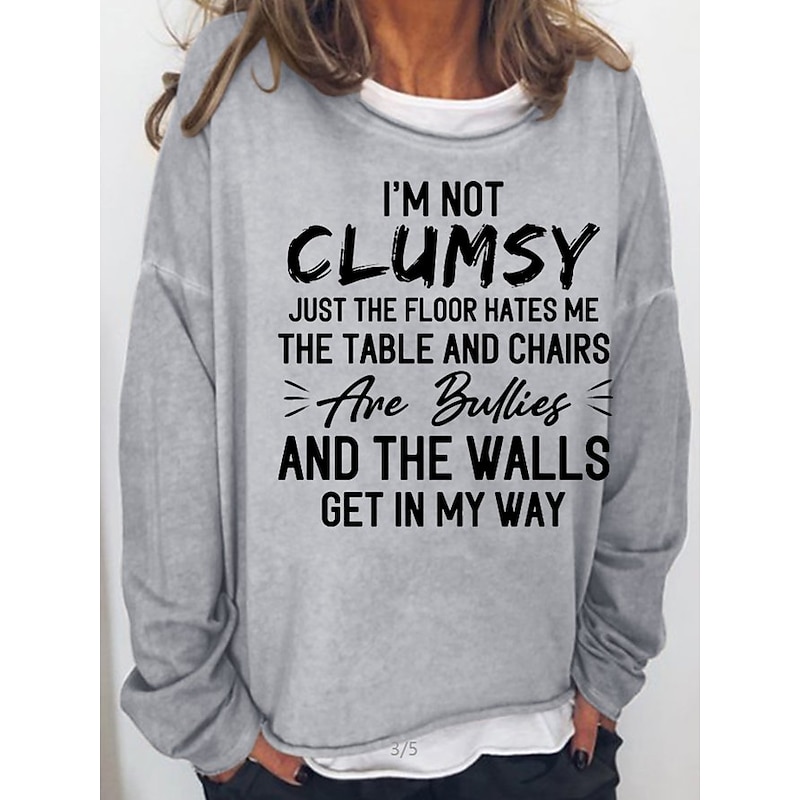 Women's Oversized Sweatshirt Pullover Cotton Blend Text Daily Sports Print Monograms Active Streetwear Loose Fit Round Neck Long Sleeve Without Lining Micro-elastic  Comfrt Breathable Soft Fabric2