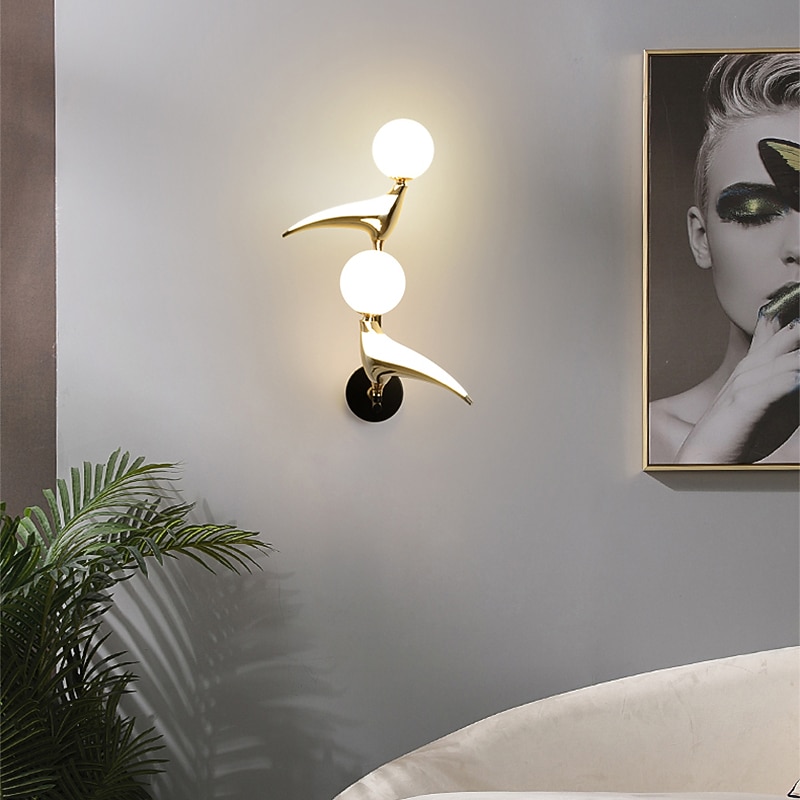 Modern Bird Lovely Wall Light Nordic Brotate Bird Bedside Foyer Wall Sconce Art Bedroom Bedside Wall Lamp Home Decor3