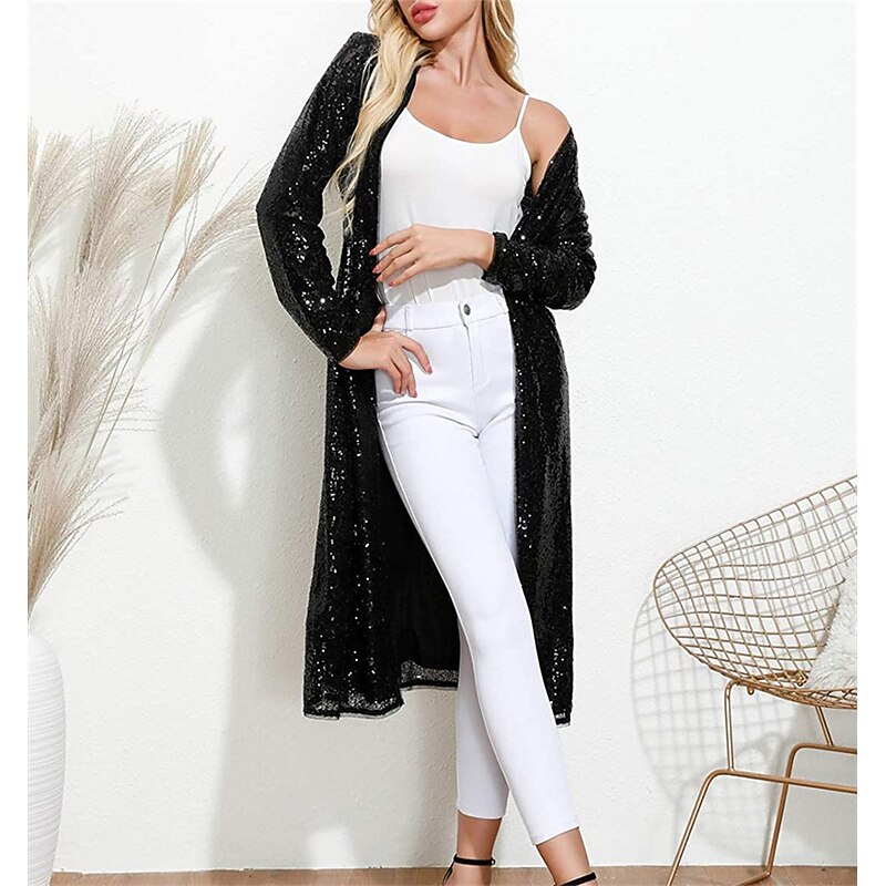 Women's Wrap Coats / Jackets Sparkle & Shine Sun Protection Long Sleeve Sequined Fall Wedding Guest Wraps With Glitter For Wedding All Seasons dress to impress2