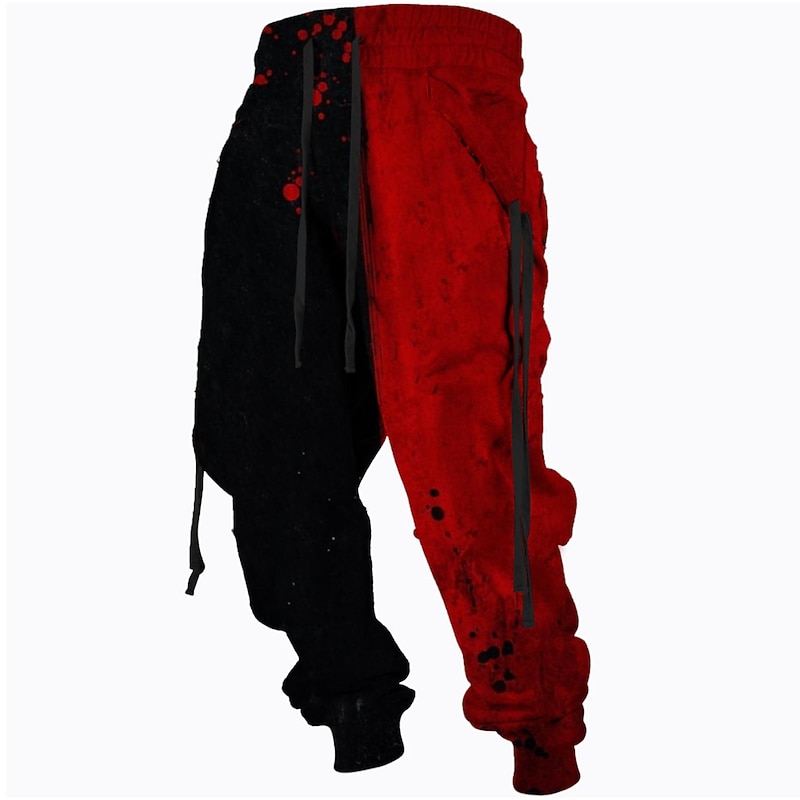 Men's Sweatpants Joggers Trousers Drawstring Elastic Waist Ribbon Graphic Prints Comfort Breathable Sports Outdoor Casual Daily Cotton Blend Terry Streetwear Designer Red Blue Micro-elastic2