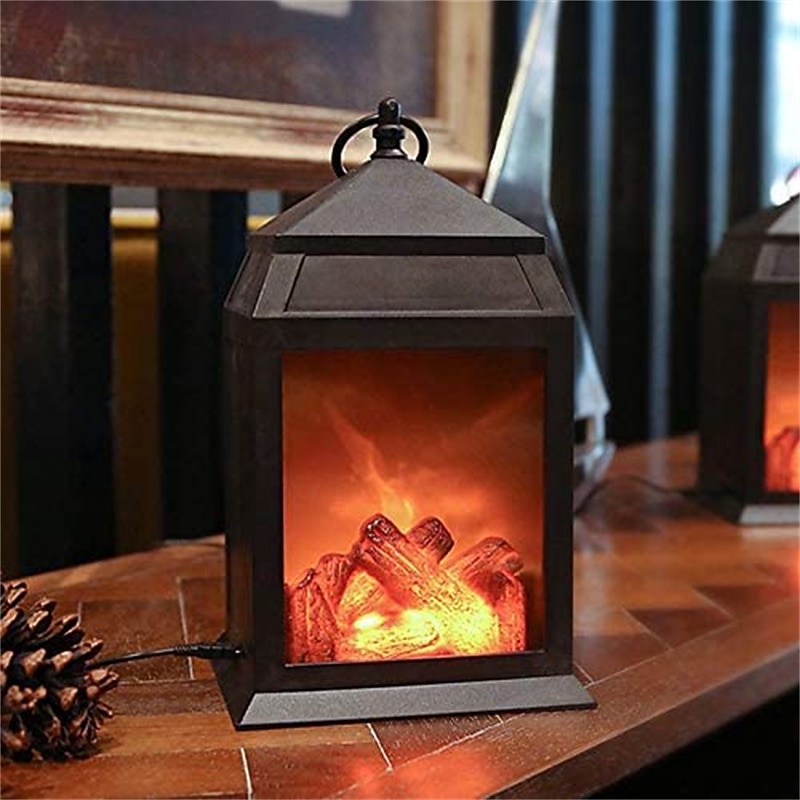 LED Flame Lantern Dynamic Lamp Simulation Fireplace Flame Night Light USB Battery Powered For Living Room Decor Halloween Classy2