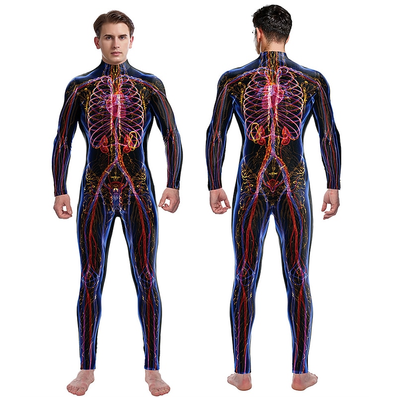 Zentai Suits Catsuit Skin Suit Skeleton Skull Carnival Costume Full Body Suit Men's Women's Cosplay Anatomy Costume for Carnival Masquerade Adults'