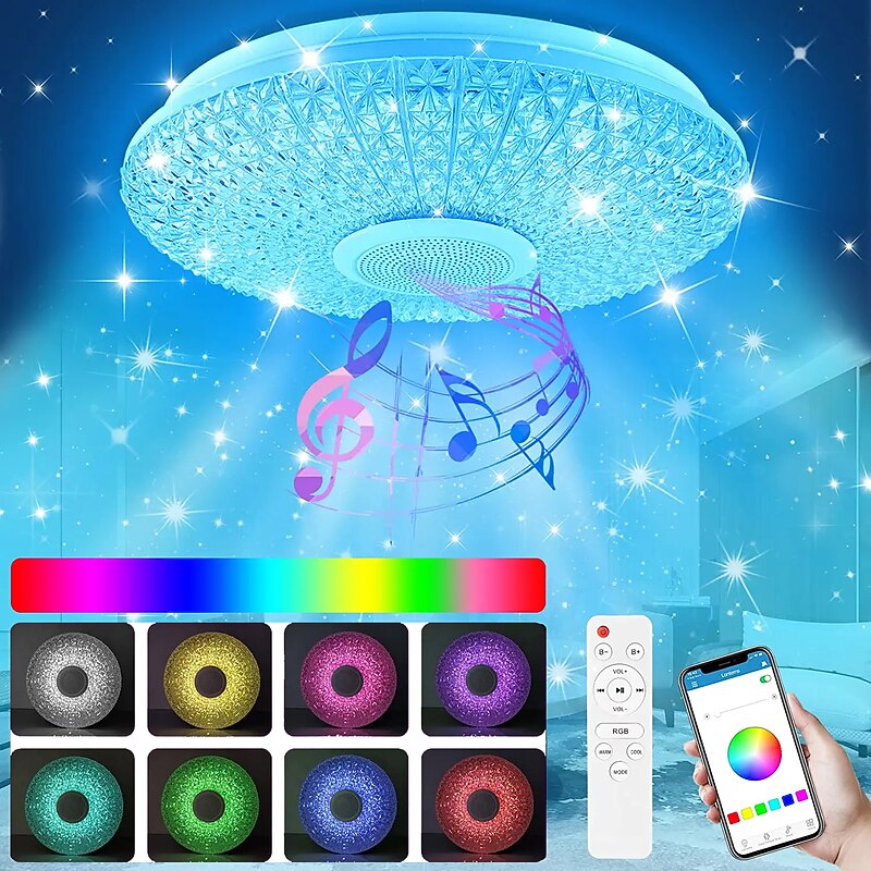 Led music ceiling light 15.6 in 36W with Bluetooth Speaker  Remote Color Change Remote Control / Smartphone App Control Suitable for Kitchen Living Room Bedroom Children's Room Corridor2