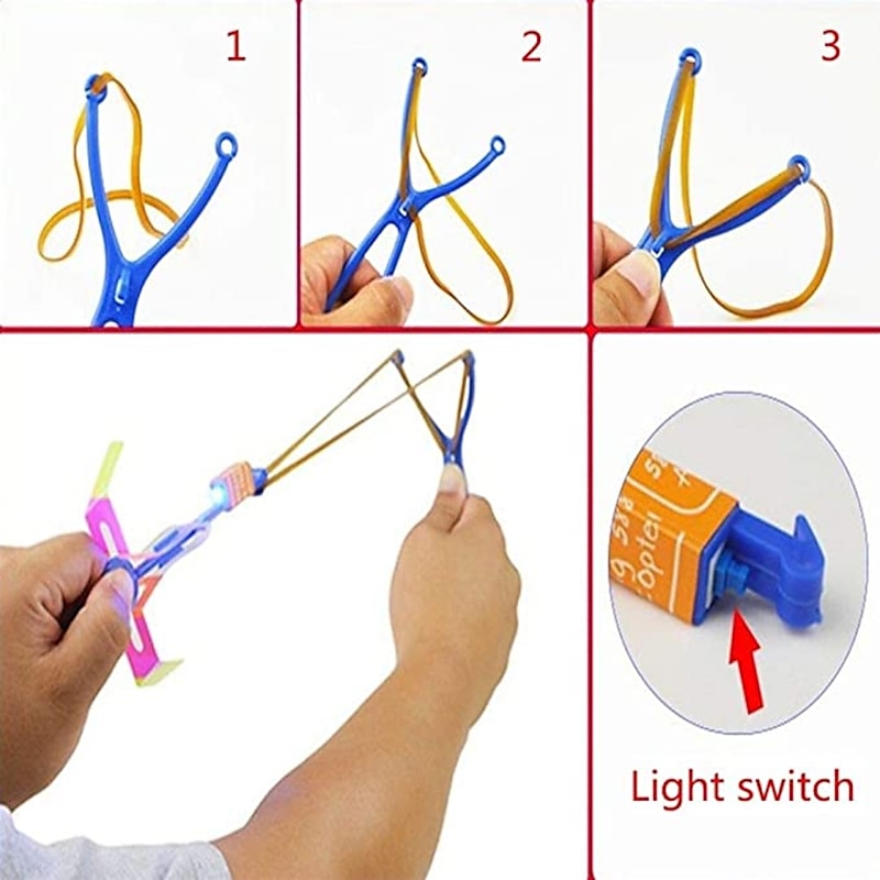 10pcs Amazing Led Light Arrow Rocket Helicopter Flying Toy Party Fun Gift Elastic Slingshot Flying Copters Birthdays Outdoor Game for Children Kidsfor Gift for Boy&Girls2