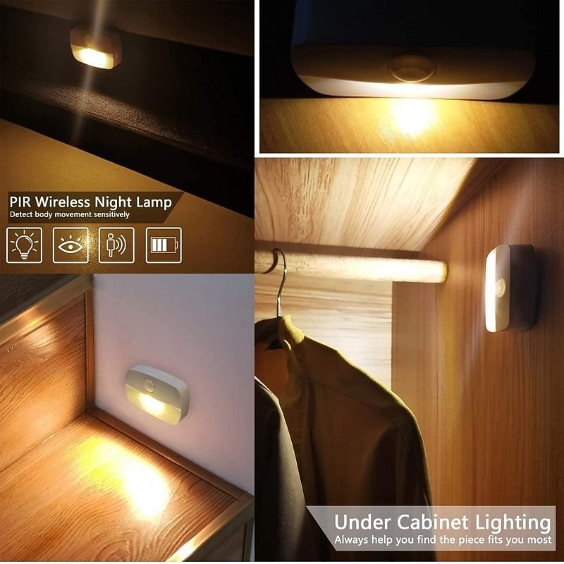 2/6 pcs LED Motion Sensor Light Battery Operated Wireless Wall Lamp Night Light No Glare Corridor Closet LED Cabinet Door Light4