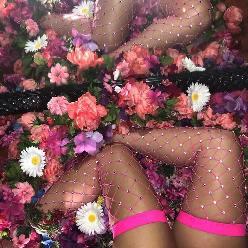 Women's Fishnet Rhinestone Tights and Red High Heels Performance Nightclub Luxury Seductive Fashion Statement Legwear and Footwear4