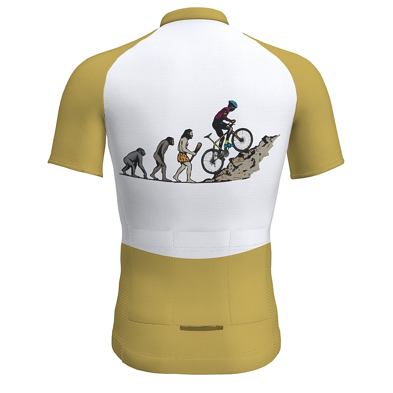 Men's Cycling Jersey Patterned Funny Evolution Short Sleeve Bike Jersey Top with 3 Rear Pockets Mountain Bike MTB Road Bike Cycling Quick Dry Reflective Strips Back Pocket Sweat wicking Sports Red2