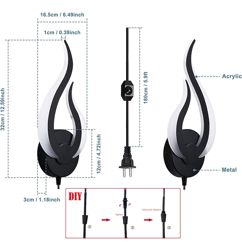 Plug in Wall Lamp 1pc 2pcs Dimmable LED Wall Lamp 10W Modern Indoor Wall Lamp Acrylic Aall Lamp with 6ft (about 1.8m) Plug Cable Suitable for Living Room Bedroom and Stair AC110V AC220V4