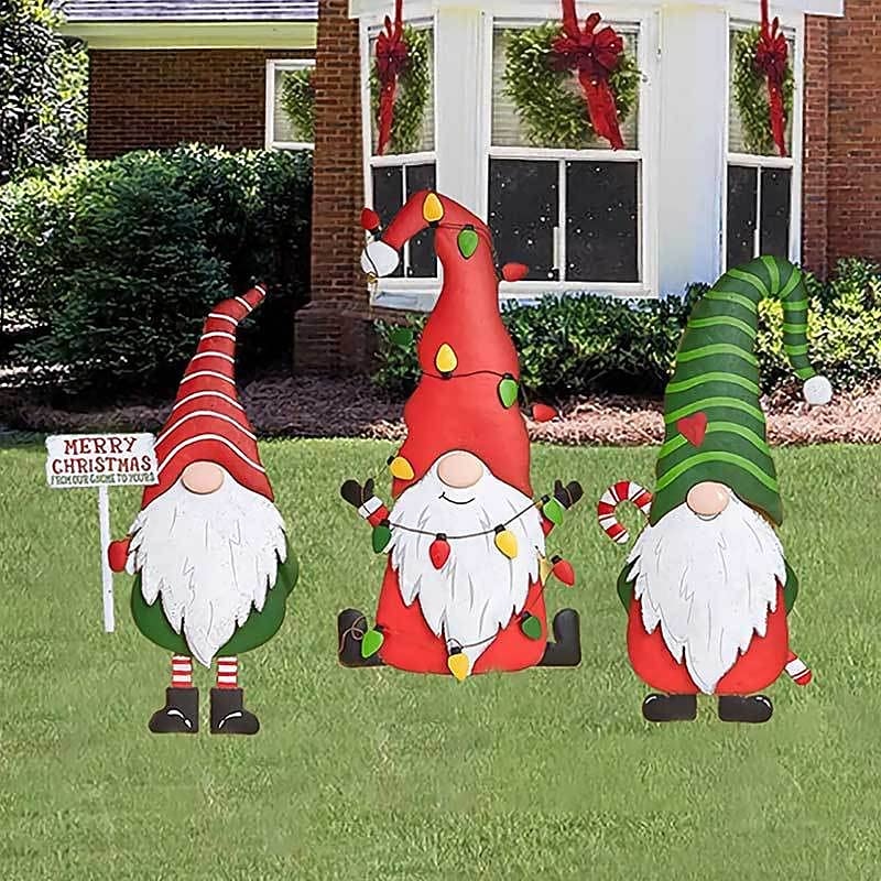 Christmas Decorations For Outdoor, Merry Christmas Metal Stakes,Santa Claus Christmas Ornaments Yard Signs Holiday Decoration For Front Door Garden Yard Lawn Outdoor Decor2