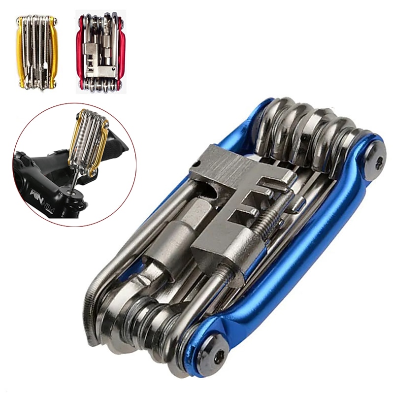 12 in 1 Multi-Function Bike Cycling Repair Tool Kit - Slotted Screwdriver, Phillips Screwdriver, Hex Key Wrench, Universal Chain Breaker, spoke wrench, with 1 pcs Bicycle Tire Pry Bars2
