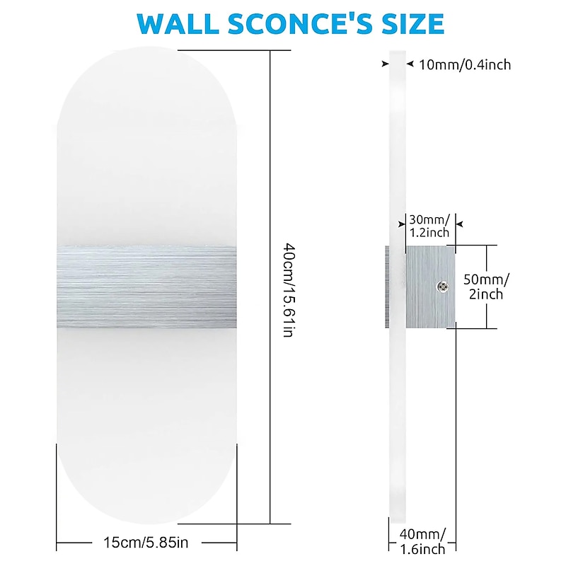 LED Dimming Wall Lamp, 15.6in RGB WIFI Bluetooth 2.4G 10W Indoor Smart Acrylic Wall Lamp APP Control Compatible with Alexa and Google home Assistant without Hub Suitable for Bedroom Corridor3