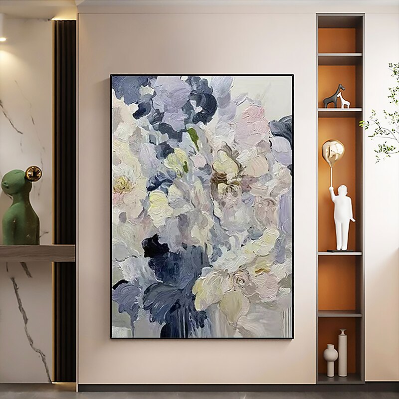 Handmade Oil Painting Canvas Wall Art Decoration Abstract Plant Floral Painting Colored Flowers for Home Decor Rolled Frameless Unstretched Painting2