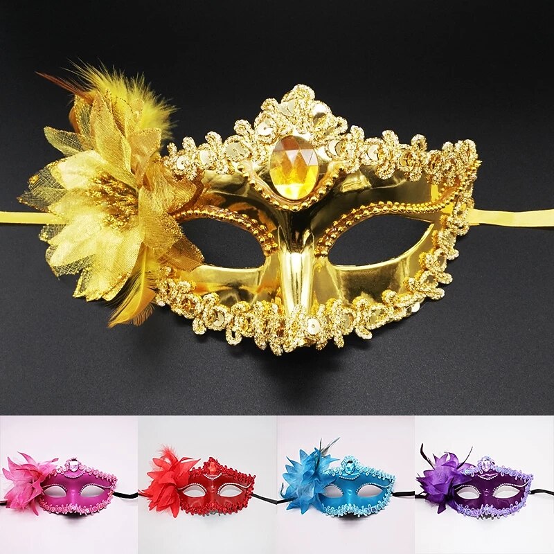 Sexy Diamond Venetian Mask Venice Feather Flower Wedding Carnival Party Performance Purple Costume Sex Lady Mask Masquerade for Halloween