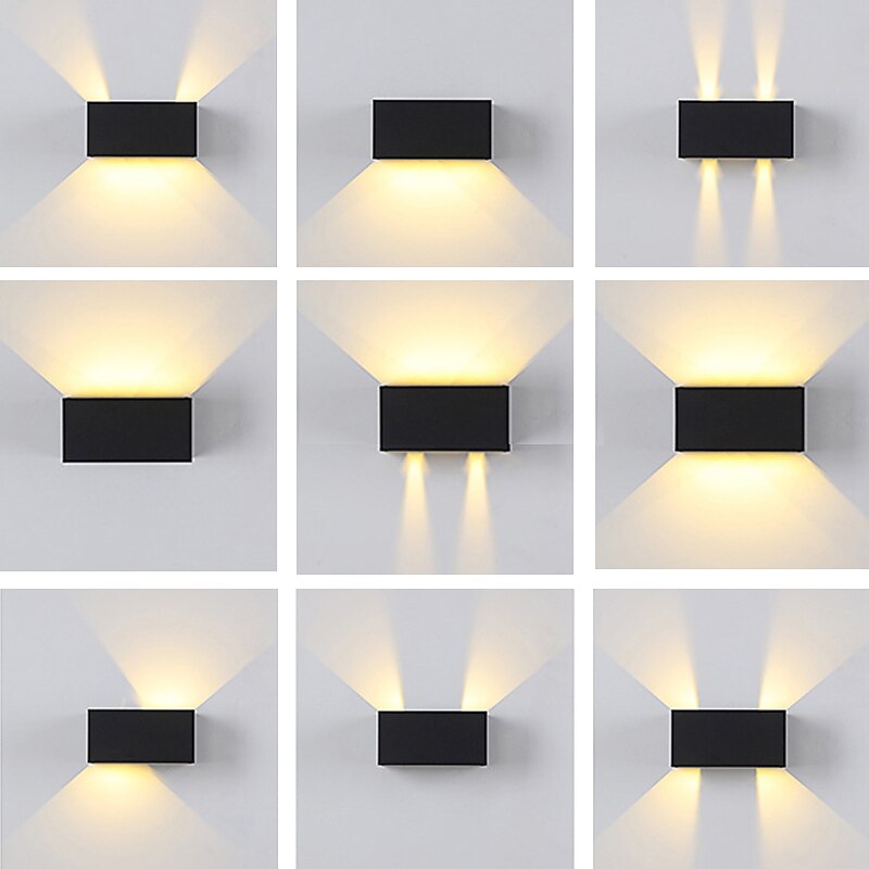 LED Outdoor/Indoor Wall Lamp 2 Heads 12W 4 Heads 20W Adjustable Beam Angle LED Porch Lamp Outdoor Lamp Applicable to House Terrace and Porch AC85-265V4