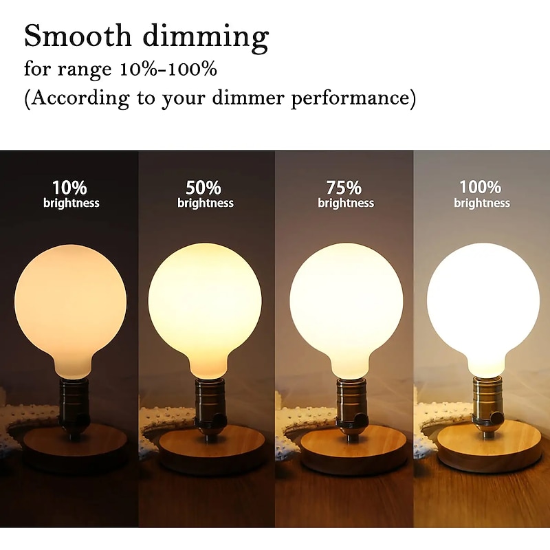 G80 5W LED Globe Lights Dimmable LED Edison Bulb 6000K- 2700K 450lm E27 Base Opalescent Glass Facing AC220V Very Suitable for Vanity Mirror Floor Lamp4