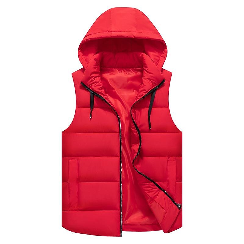 Men's Puffer Vest Thermal Warm Breathable Lightweight Winter Autumn / Fall Solid Color Black White Red Blue Puffer Jacket3