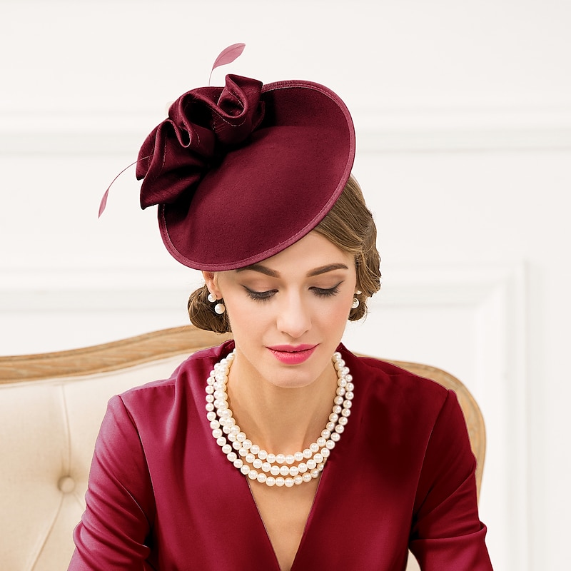 Fascinators Kentucky Derby Hats Headwear Wool Saucer Kentucky Derby Hat Tea Party Horse Race Ladies Day Melbourne Cup Derby Vintage Elegant Fancy With Floral Headpiece Headwear4