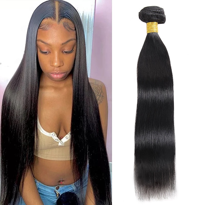 Brazilian Hair 1 Bundle Straight 7A Natural Black Hair Curtain 100G 8-28 single piece