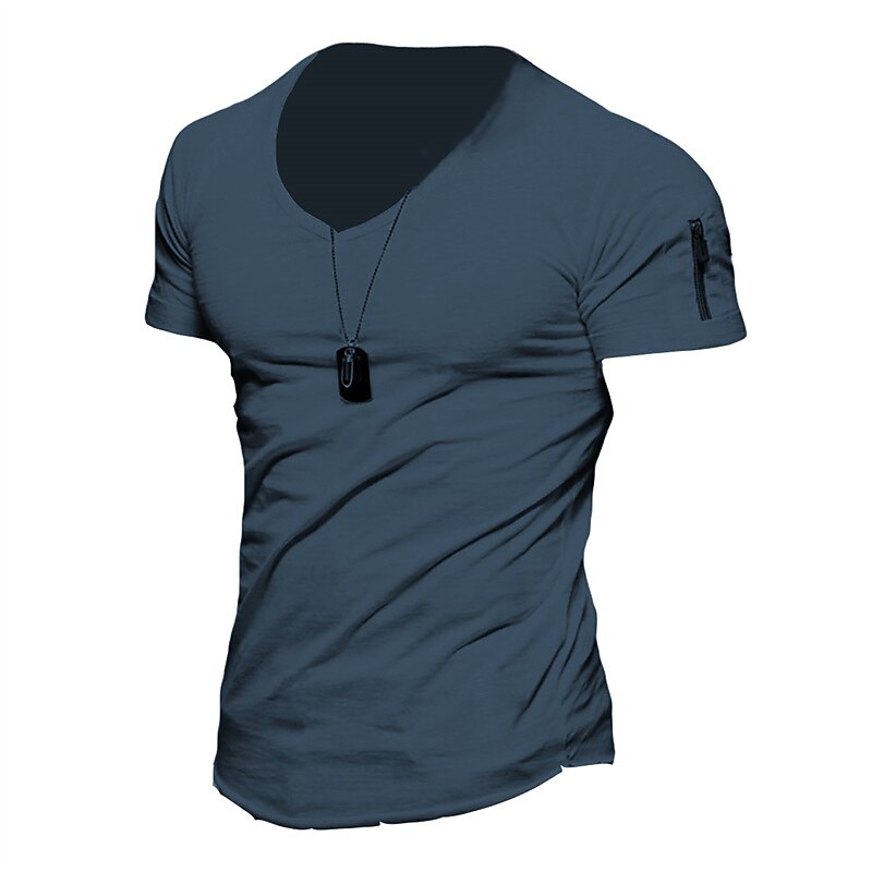 Men's T Shirt Short Sleeve V Neck Summer Plain Fashion Designer Casual Print Street Sports Holiday Army Green Navy Blue Gray Top Tee for Men3