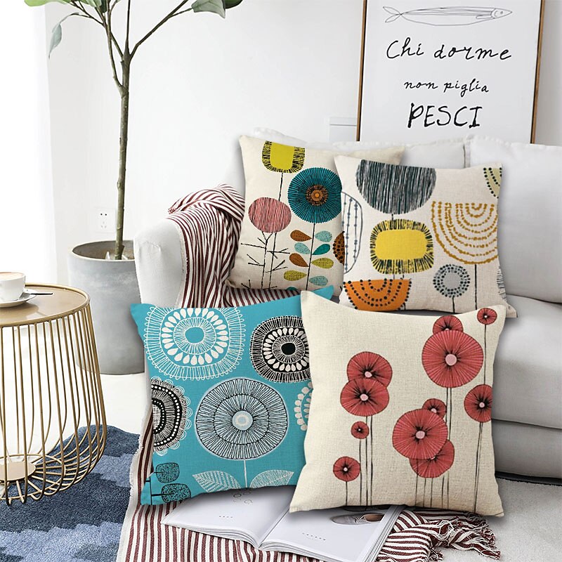 Cushion Cover 1PC Soft Decorative Square Throw Pillow Cover Cushion Case Pillowcase for Sofa Bedroom Superior Quality Mashine Washable Pack of 1 Outdoor Faux Linen Cushion for Sofa Couch Bed Chair4