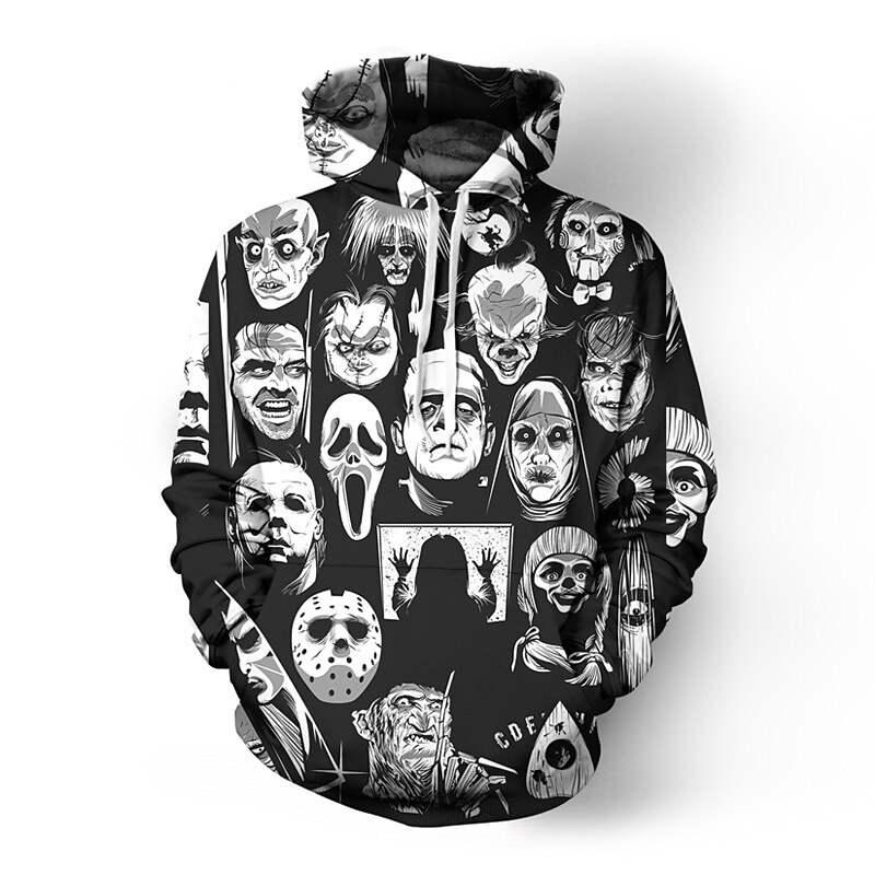 Halloween Skeleton Skull Ghost Death Hoodie Cartoon Manga Anime 3D Front Pocket Graphic For Couple's Men's Women's Adults' Halloween Carnival Masquerade 3D Print3