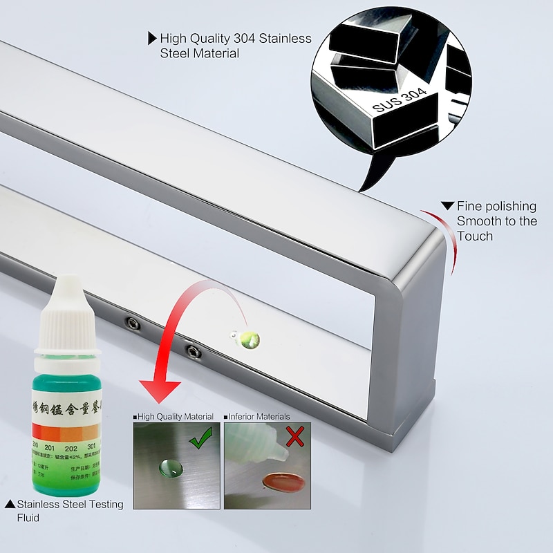 Bathroom Accessory Set 304 Stainless Steel 3-Piece Towel Rack, Towel Ring, Toilet Paper Rack,Bright Silvery3