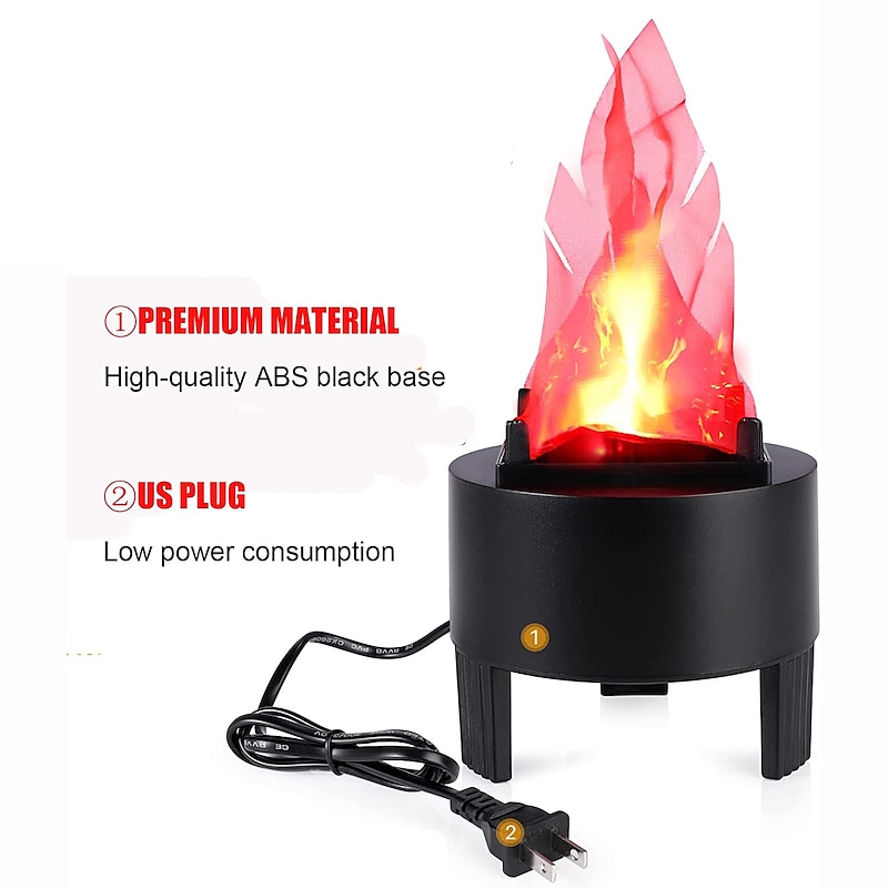 Halloween Lights LED Fake Fire Flame Light 3D Flickering Fire Flame Electronic Flame Night Light Prop Simulated Flame Lamp Prop for Halloween Christmas Indoor Party Decoration US Plug4