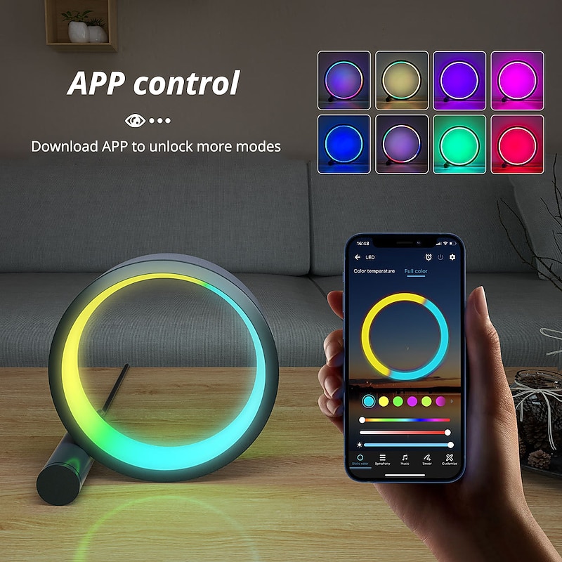LED Smart Light RGB Desktop Atmosphere Desk Lamp Bluetooth APP Control Suitable for Game Room Bedroom Bedside Decoration Shustar2