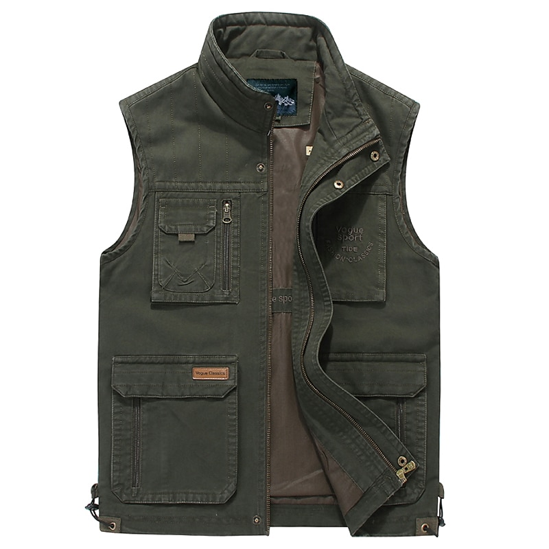 Men's Fishing Vest Hiking Vest Sleeveless Jacket Coat Top Outdoor Breathable Quick Dry Lightweight Sweat wicking Summer Spring Cotton khaki Army Green Fishing Climbing Running2