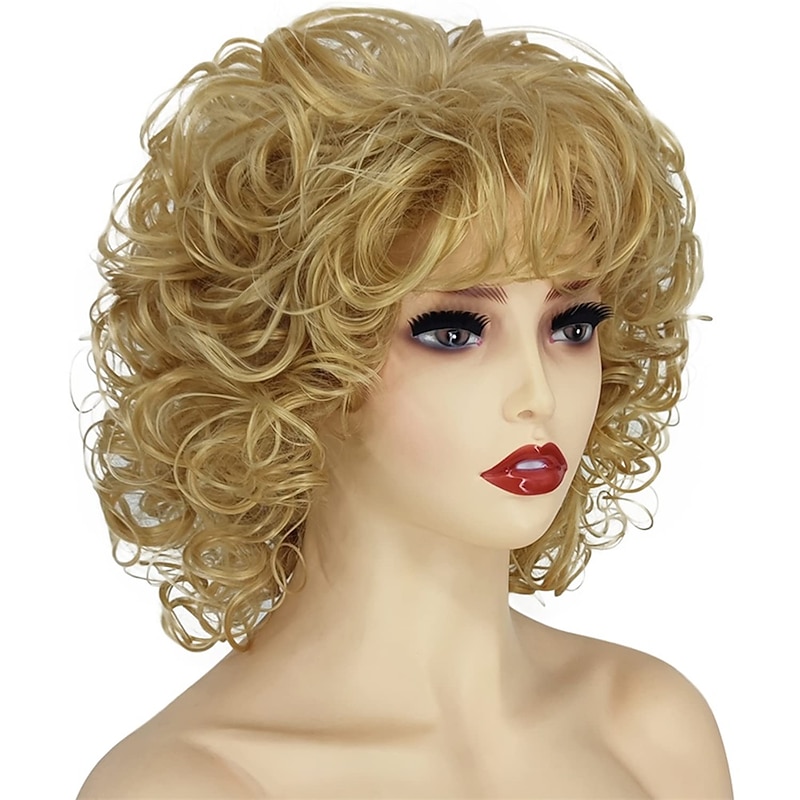 Wig for Women Blonde Curly Bad Wig 80s 70s Movie Wig for  Party Daily Halloween Wigs2