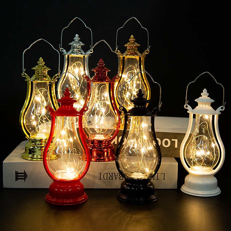 Retro Kerosene Lantern Light Christmas Decorations LED Copper Wire Lamp Creative Candle Lamp Home Decor Halloween Decoration Night Light Portable Lantern