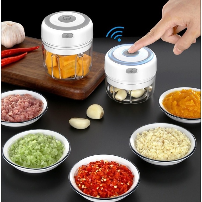 100/250mL Mini Portable Electric Garlic Chopper USB Charging Ginger Masher Machine Sturdy Durable Chili Vegetable Crusher Kitchen Tools Kitchen Accessories - Main Image