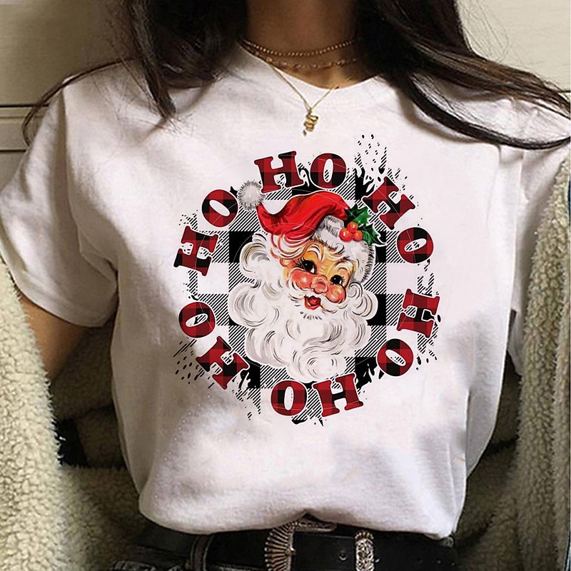 Christmas Santa Claus T-shirt Anime Cartoon Anime Classic Street Style For Couple's Men's Women's Adults' Hot Stamping