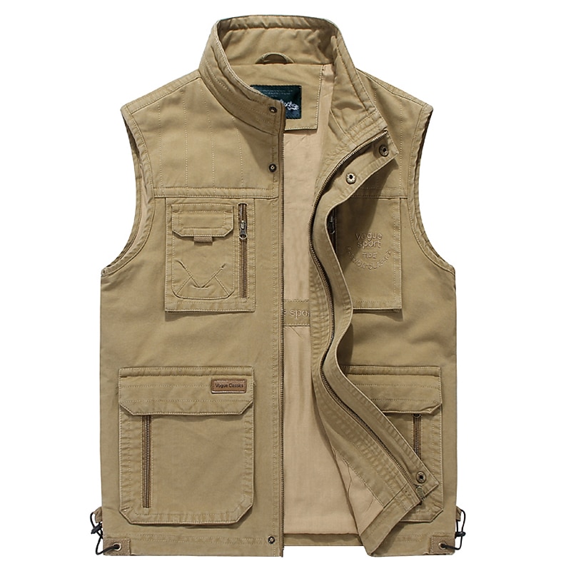 Men's Fishing Vest Hiking Vest Sleeveless Jacket Coat Top Outdoor Breathable Quick Dry Lightweight Sweat wicking Summer Spring Cotton khaki Army Green Fishing Climbing Running