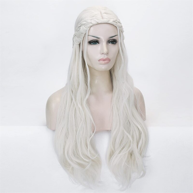 House of the Dragon Daenerys Targaryen  Wig Long Curly Braids Wig for Women Blonde Fairy Elf Cosplay Hair Wig  Party  Accessories  Wig Cap Halloween Wigs