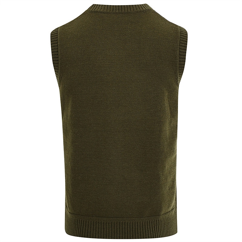 Men's Sweater Vest Pullover Sweater Jumper Ribbed Knit Cropped Knitted Solid Color Crew Neck Basic Stylish Outdoor Daily Clothing Apparel Winter Fall Black Army Green M L XL3