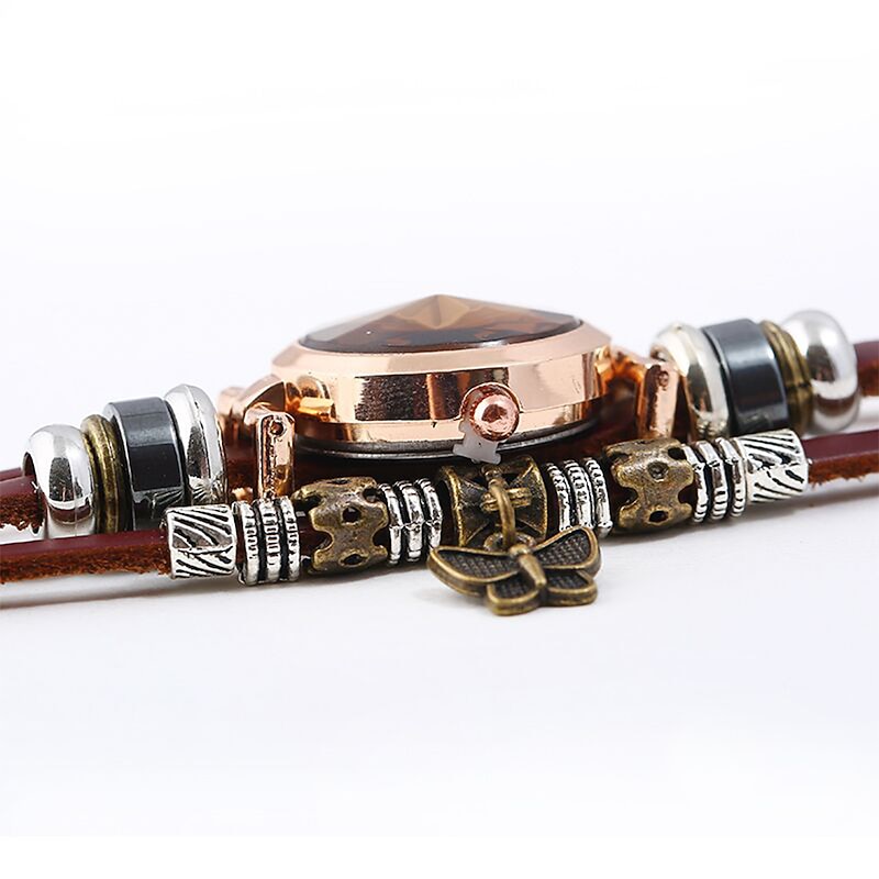 Women Premium Leather Watch Triple Bracelet Watch Butterfly Charm Wristwatch Fashion Quartz Watch for Women Analog Quartz Casual4