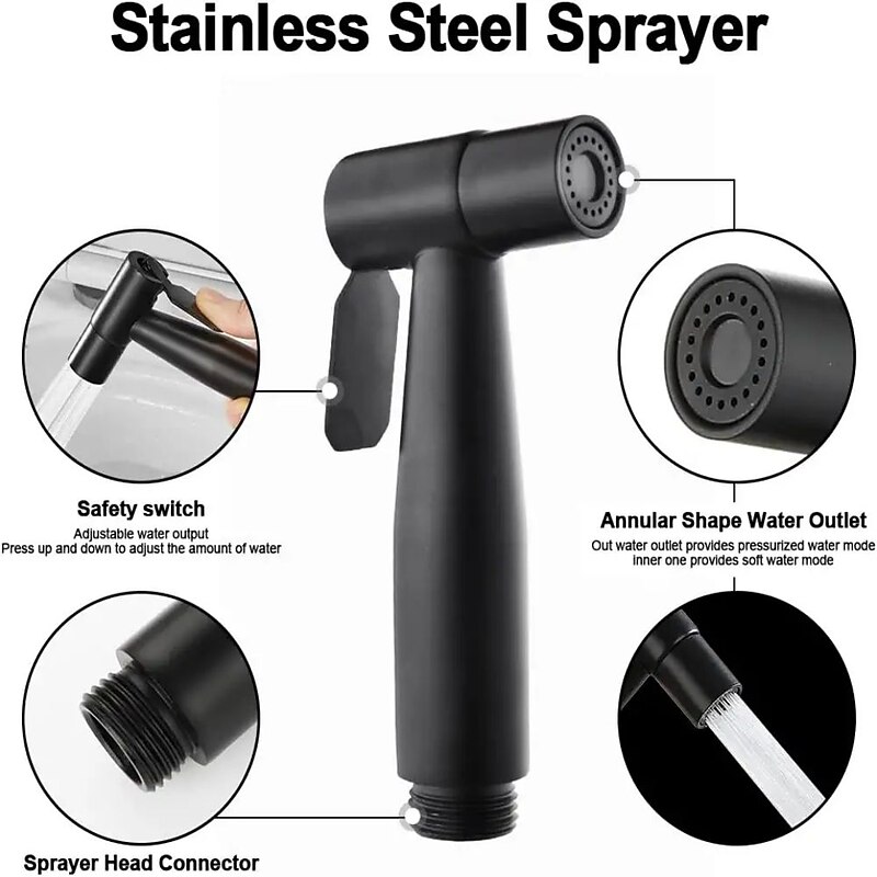 Handheld Bidet Sprayer Setsfor Toilet,Handheld Diaper Sprayer,Toilet Cleaning Sprayer,Bathroom Jet Sprayer Kit Spray Attachment With Hose,Stainless Steel Easy Install for Cleaning Female 5