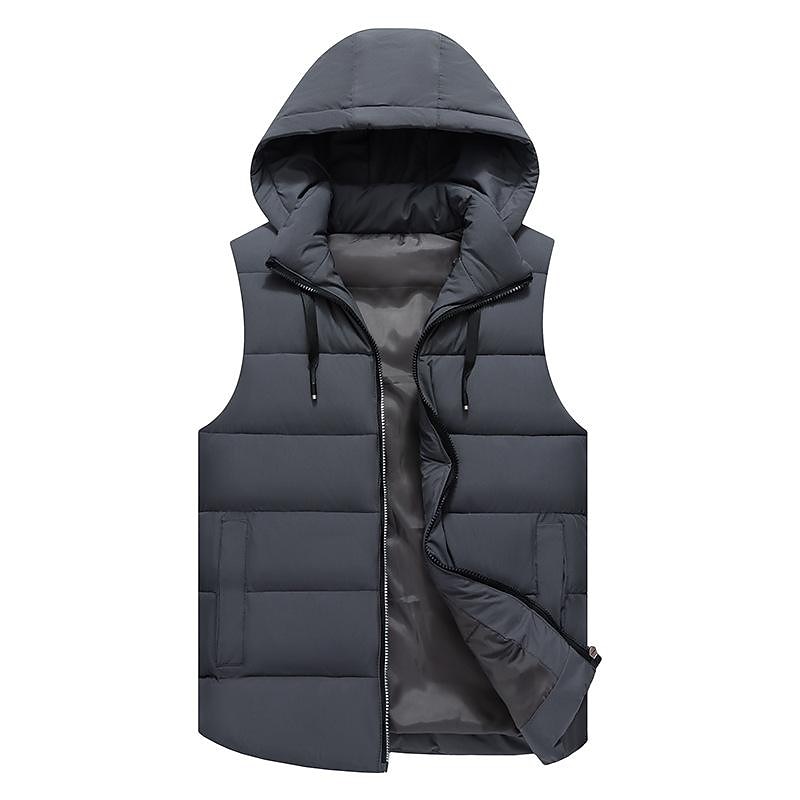 Men's Puffer Vest Thermal Warm Breathable Lightweight Winter Autumn / Fall Solid Color Black White Red Blue Puffer Jacket4