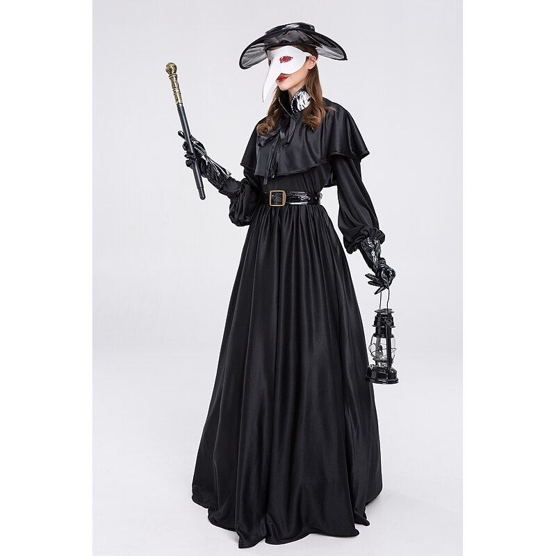 Punk & Gothic Steampunk 17th Century Dress Fancy Costume Plague Doctor Plus Size Rivet Solid Colored Sheath / Column Standing Collar Fancy Dress Women's Halloween Carnival Party Masquerade LARP