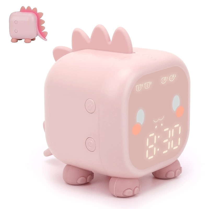 Kids Alarm Clock Digital Alarm Clock Bedroom Cute Dinosaur Alarm Clock 's Sleep Trainer Wake Up Light & Night Light with USB Alarm Clock for Boys Girls Birthday Gifts4