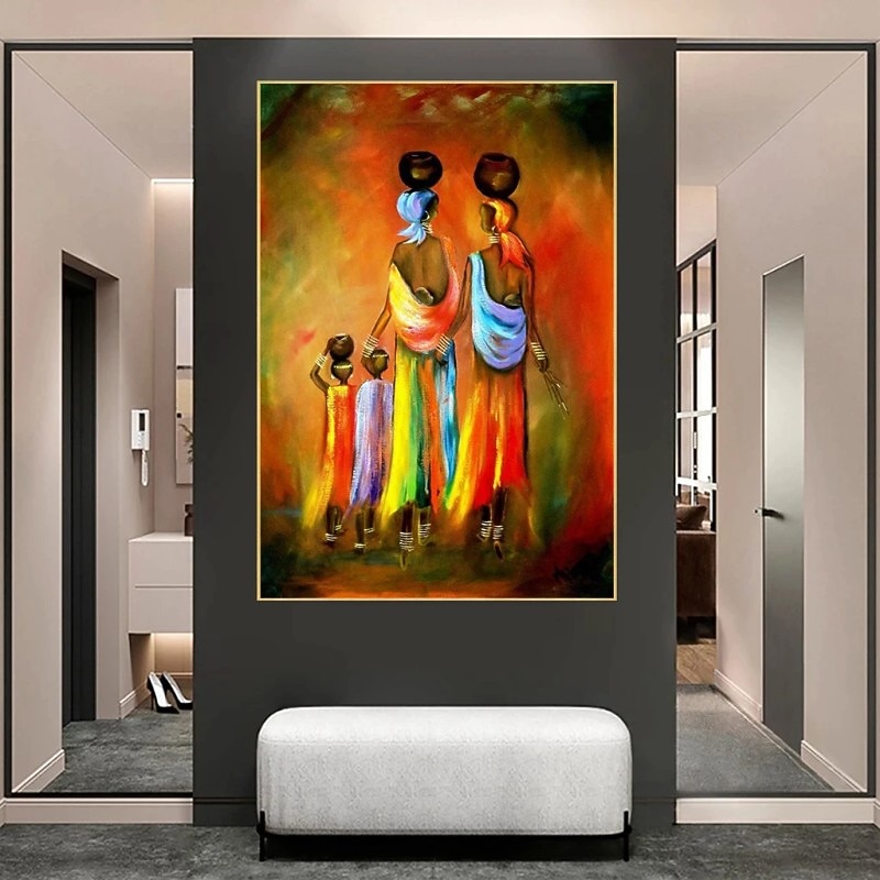 Abstract People Oil Painting African Woman and Child  Handmade Painted Wall Art On Canvas Scandinavian Style  Home Decor Gift Rolled Canvas No Frame Unstretched Living Room4