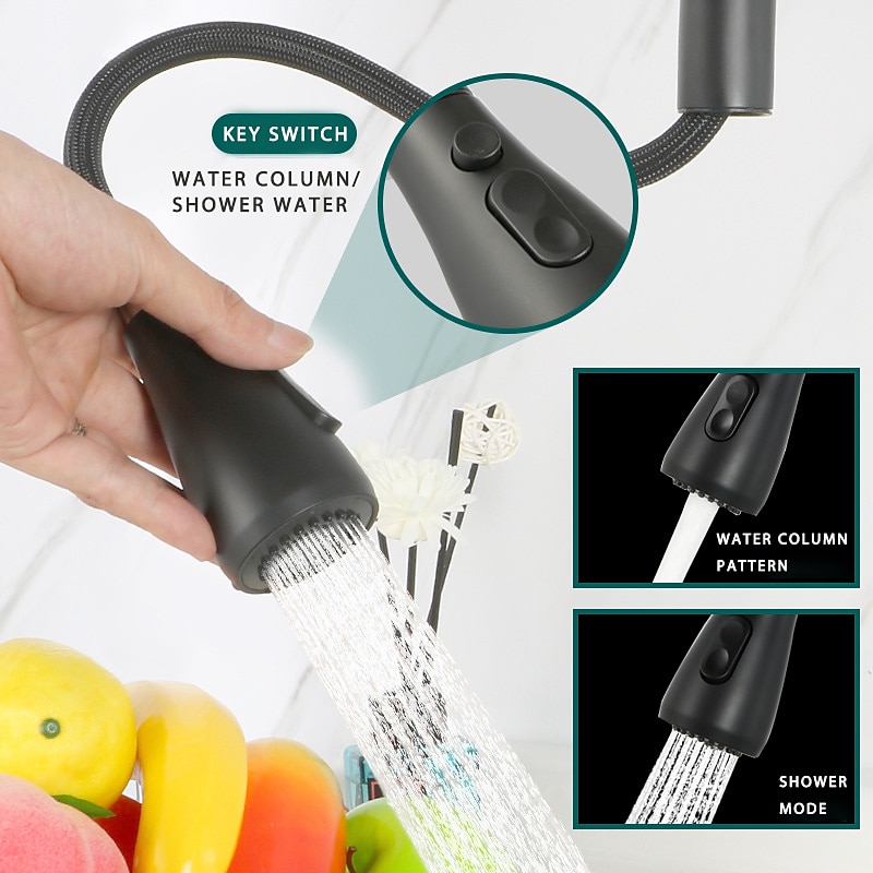 Kitchen Sink Mixer Faucet with Pull Out Spray, 360 Rotating Single Handle Pull Down Tap Nickel Brushed 304 Stainless Steel Deck Mounted Kitchen Vessel Taps3