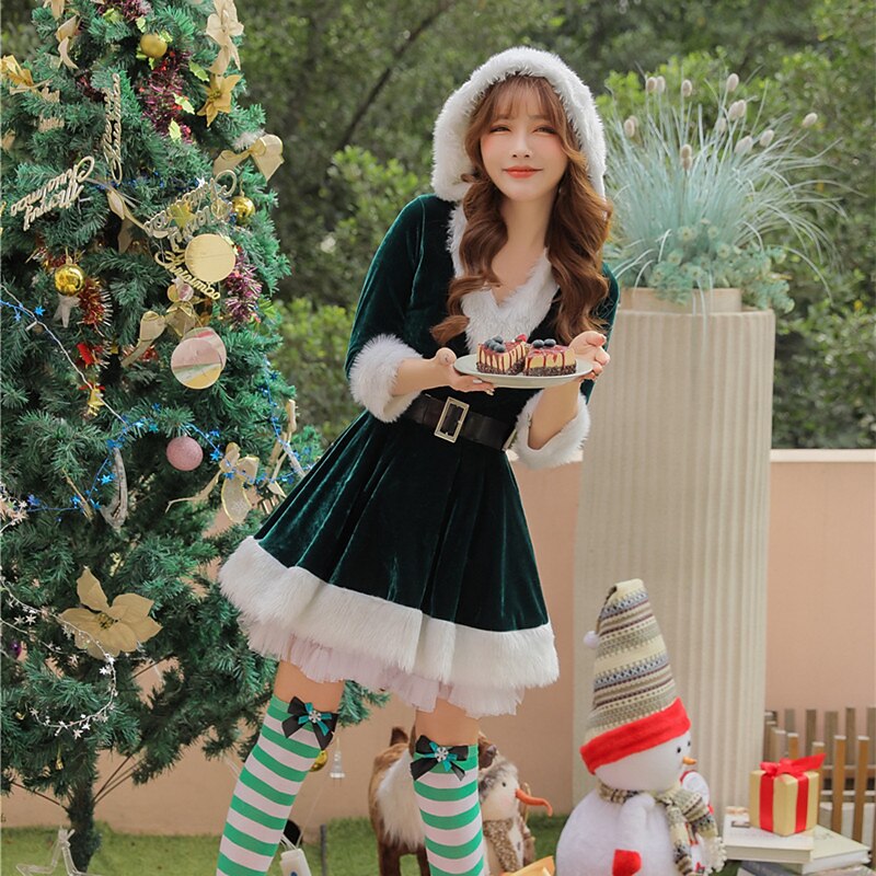 Santa Suit Mrs.Claus Dress Masquerade Adults' Women's Christmas Dresses Cosplay Costume Christmas Halloween Dress Masquerade Easy Carnival Costume4