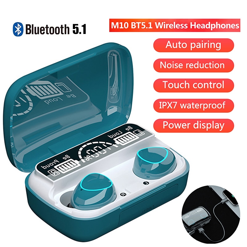M10 TWS Wireless Bluetooth 5.1 Earphone 2000mAh Power Bank True Wireless Headphones Sports Bluetooth Headset 9D HIFI Sound Earbuds2